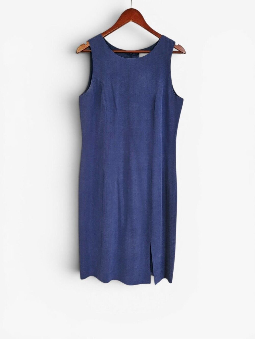 Vintage Casual Corner 100% Silk Sleeveless Periwinkle Blue Classic Shift Dress 8